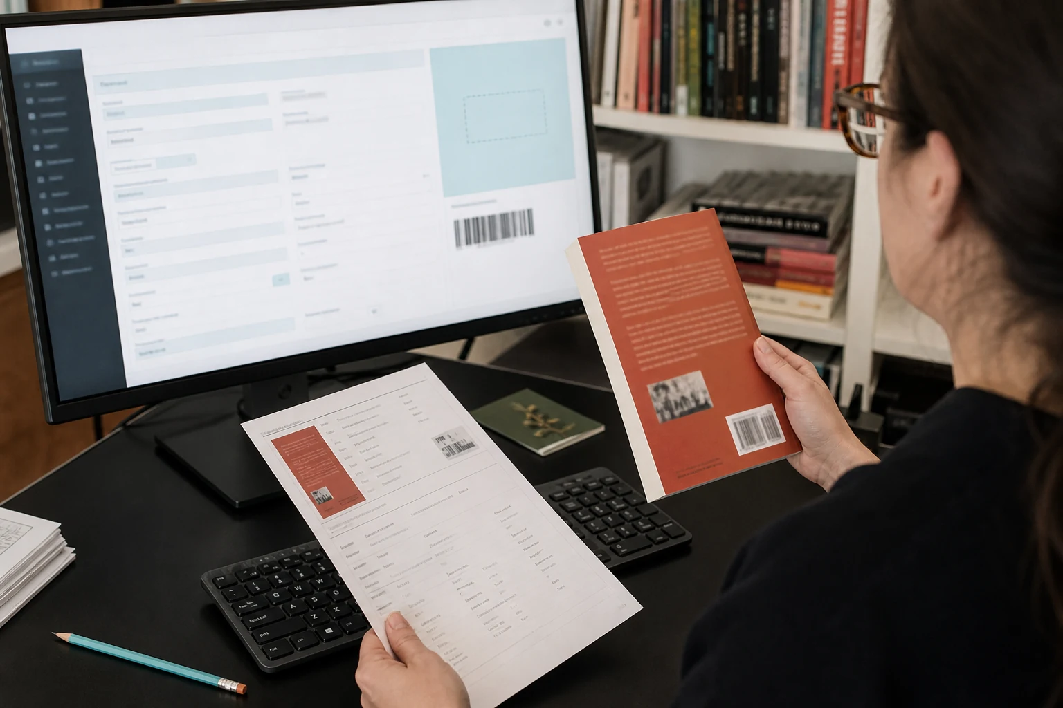 Publishing editor organizing metadata and delivery records for a foreign edition
